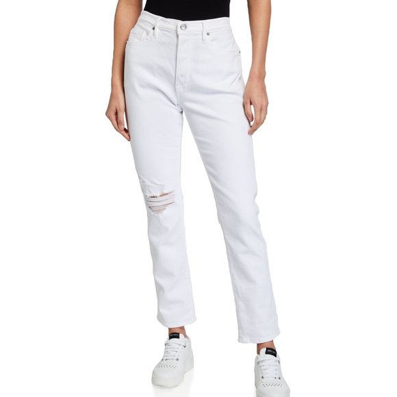 FRAME – Le Beau Ripped Straight Leg Boyfriend Jeans